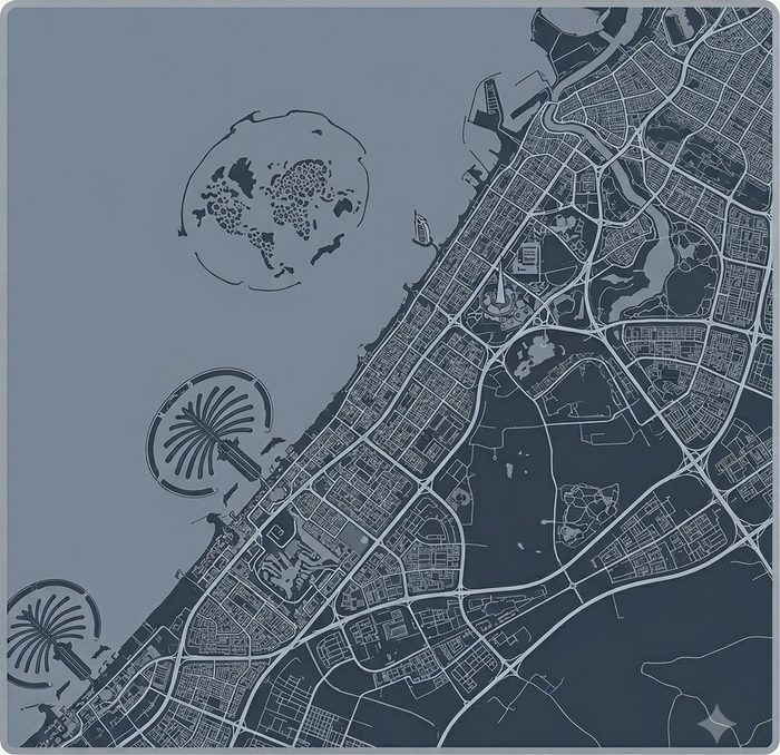 Dubai business dining map by Curated Travel Bites